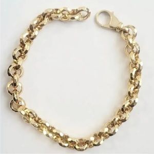 14K Yellow Gold Hammered Rolo Link Bracelet 8” 12 Grams